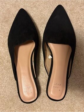 a new day Black Pointed-Toe Mule Flats
